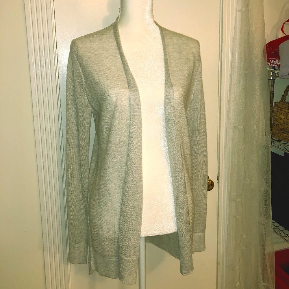 Mossimo Spring Light Sheer Gray Open Cardigan Sz L